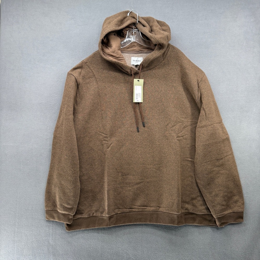 Goodfellow & Co Mens 4XL Brown Textured Marl Pullover Hoodie Fleece Lined NWT